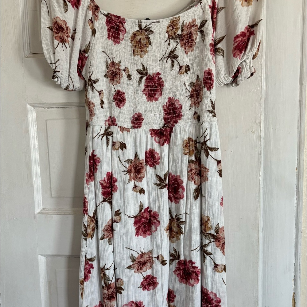 Floral White and Pink Dress